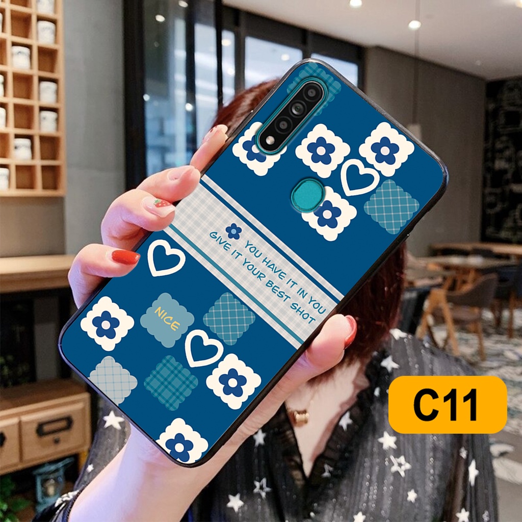 Ốp lưng Oppo A31 in hoạ tiết caro trái tim đen trắng, gấu bear cute đáng yêu