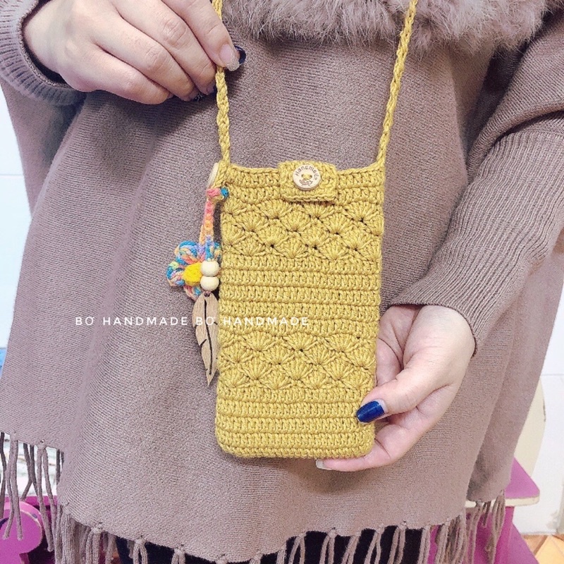Túi đựng điện thoại Handmade móc thủ công bằng sợi cotton 100% cực dễ thương, đẹp nhức nhối, siêu kute