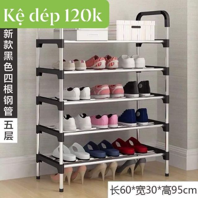 Kệ giày 5 tầng để giày dép lắp ghép thông minh bằng inox hàng trung chuẩn sịn