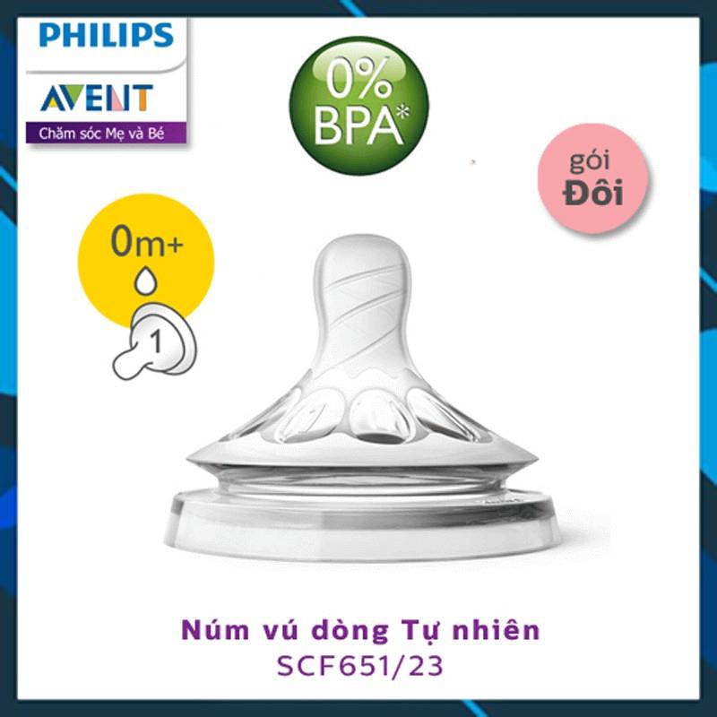Núm ti silicone Philips Avent Natural cho trẻ sơ sinh (Vỉ 2 núm) sản phẩm chính hãng