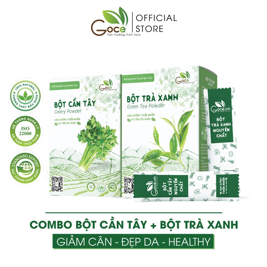 Combo Bột cần tây và Bột trà xanh Goce