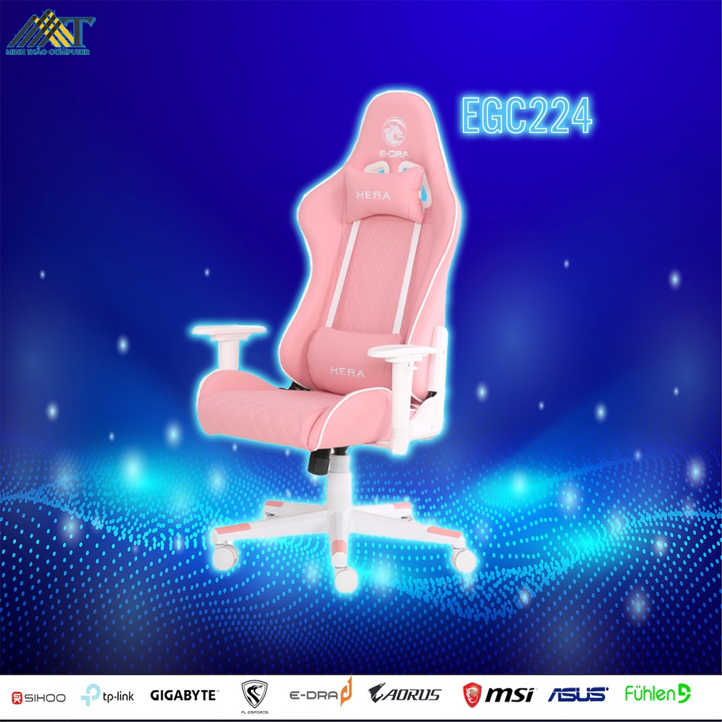 Ghế Gaming EDRA EGC224 Hera Pink - Ghế Hồng - Bảo Hành Chính Hãng - Hàng Chính Hãng EDRA Độc Quyền Việt Nam
