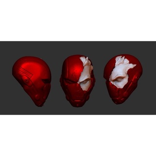 File in 3D Red Hood Battle Damaged Head And Guns