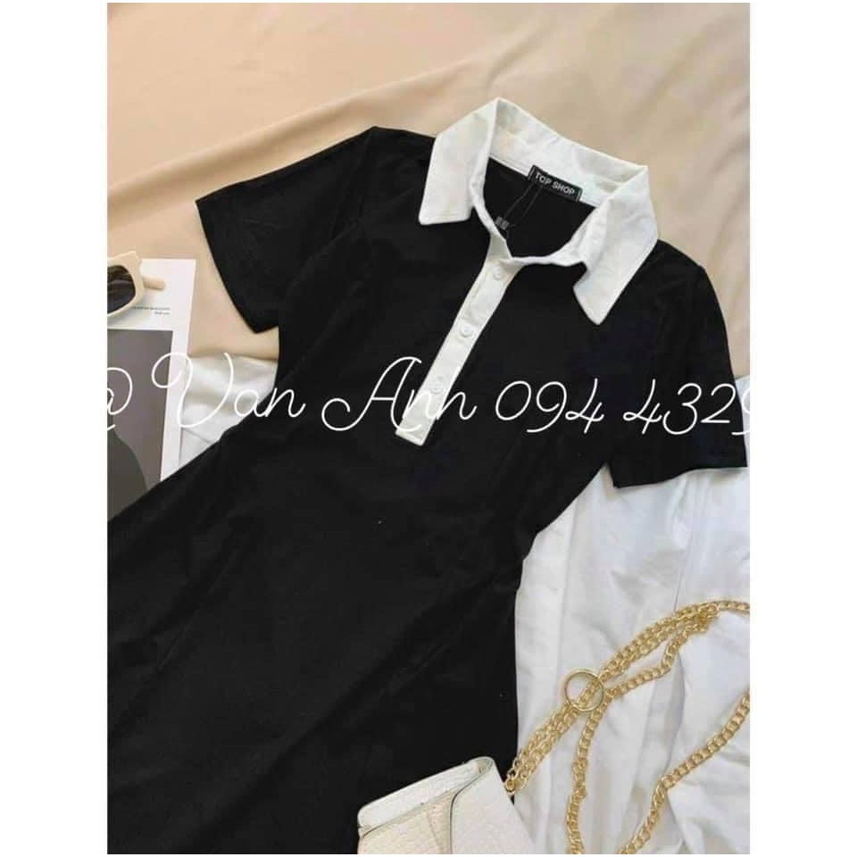Váy Polo Thun Suông Ngắn Tay - Đầm Ôm Body Cổ Sơ Mi Nữ Siêu Xinh