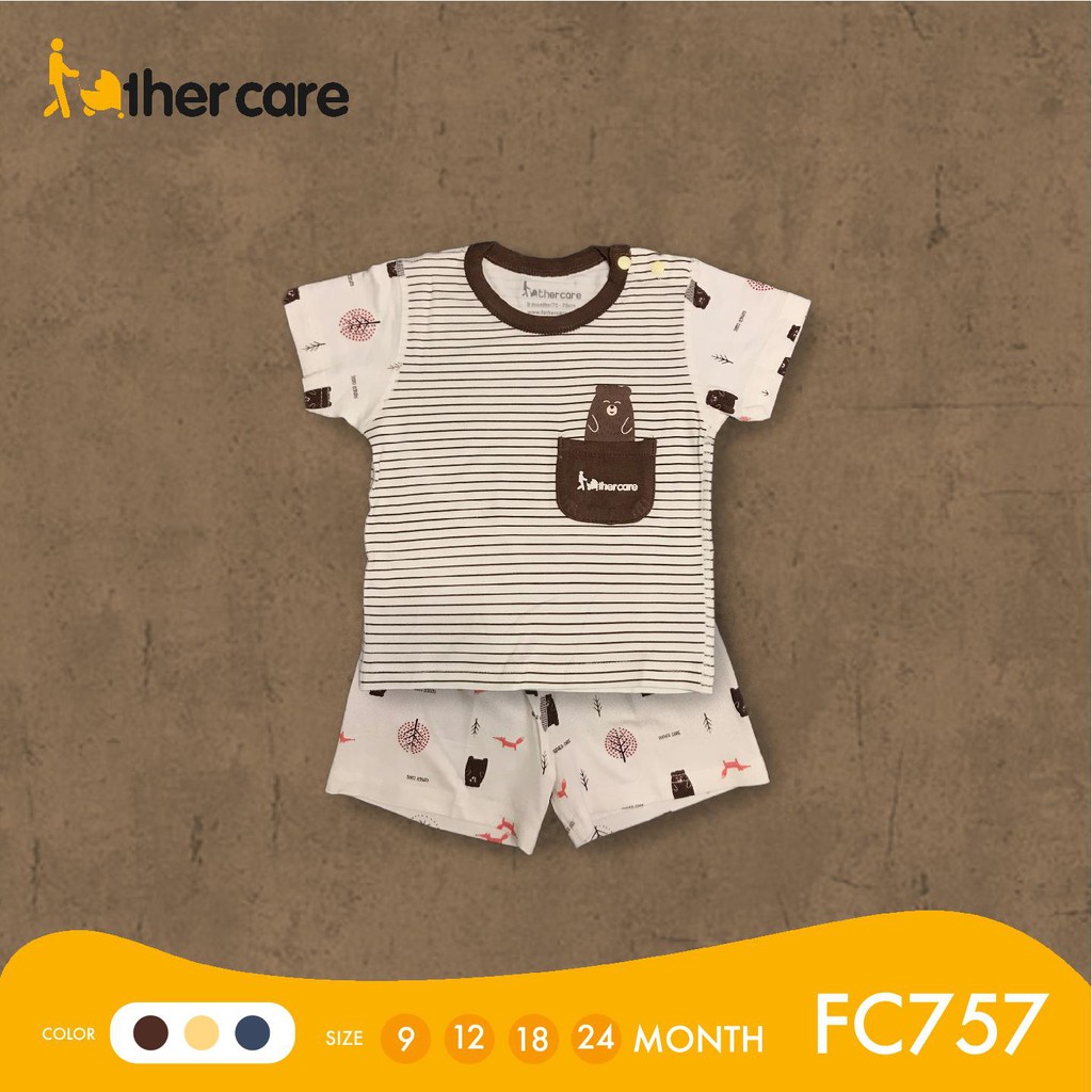 Bộ Quần Áo Trẻ em CT FatherCare Cài Vai - Họa Tiết Gấu Cáo Kẻ - HT FC757