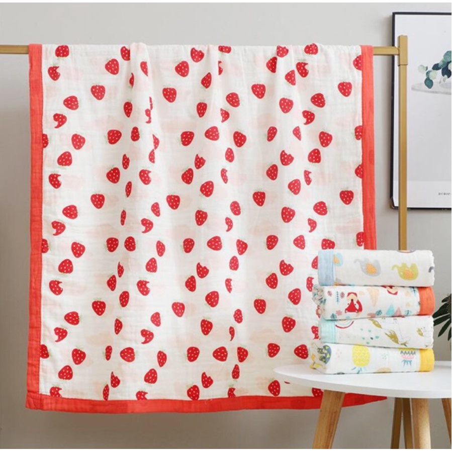 Chăn xô cho bé sơ sinh bo viền đa năng 6 lớp, mềm xô sợi tre siêu mềm mịn thoáng mát 1mx1m1