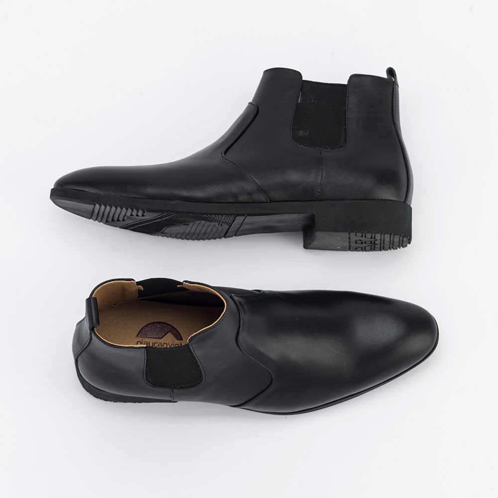 GIÀY CAO NAM CỔ LỬNG,CHELSEA BOOTS ĐEN, CAO 6,5cm, GV053