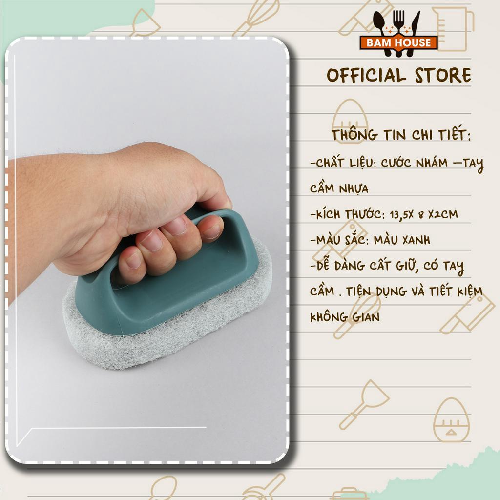 Bàn chải chà bồn rửa chén bề mặt cước siêu sạch có tay cầm xanh CBTC02