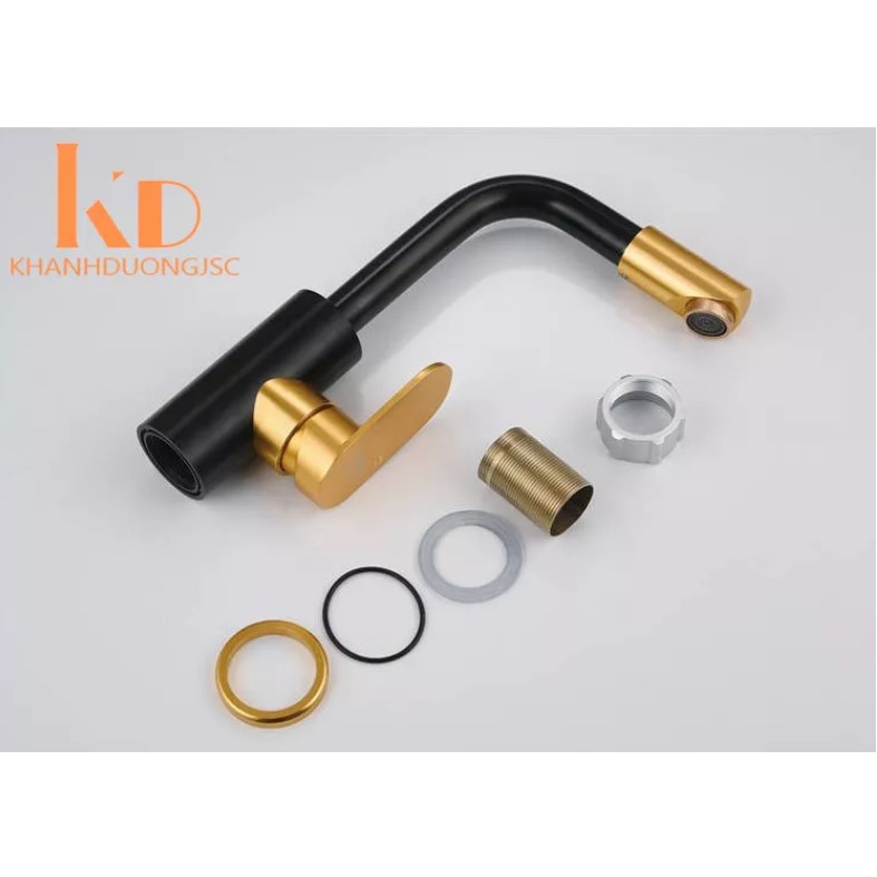 Vòi lavabo nóng lạnh Richtree cắm chậu 1 trụ FL36 đồng sơn tĩnh điện không bong tróc+ tặng bộ dây cấp nóng lạnh