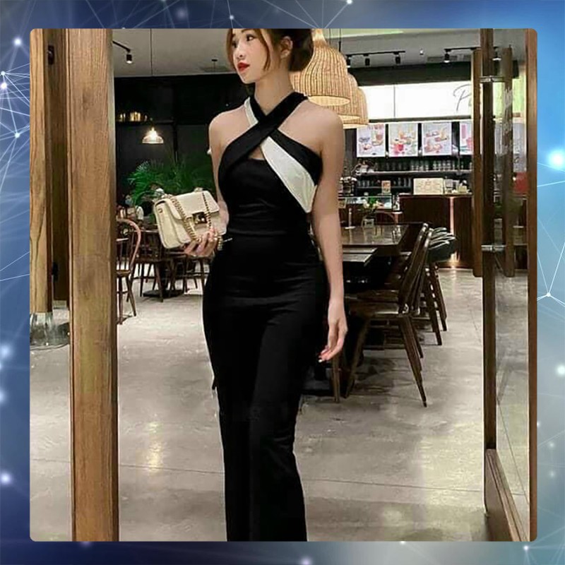Set Jum Cổ Yếm Phối Trắng Cổ Điển , Có Mút Ngực - Thời Trang Dressery Store