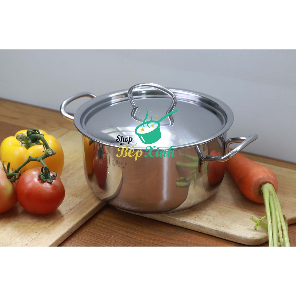 Nồi inox FiveStar Standard nắp inox 3 đáy sandwich ( 16cm/18cm/ 20cm/24cm ), tặng 1 muỗng canh , hàng chính hãng