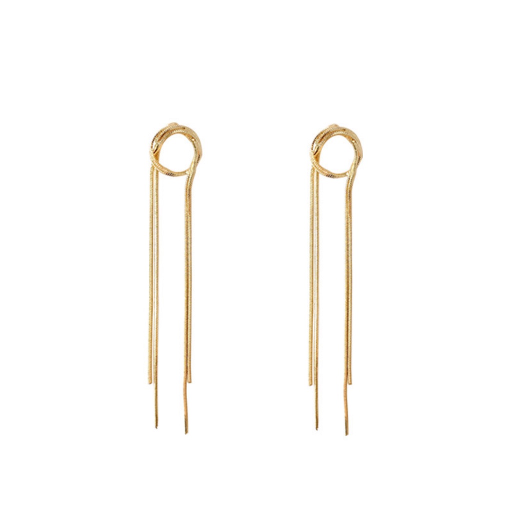 Khuyên tai nữ, Bông tai nữ bạc 925 dài dây quấn tròn Trang sức Ciao Amor - KT0377