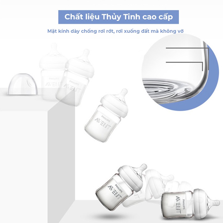 Bình Sữa AVENT Thủy Tinh/ Thủy Tinh tráng Silicon 125ml/240ml dành cho bé