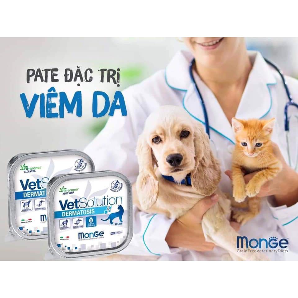 Pate Monge VetSolution Dermatosis hỗ trợ điều trị viêm da và rụng lông cho mèo 100g