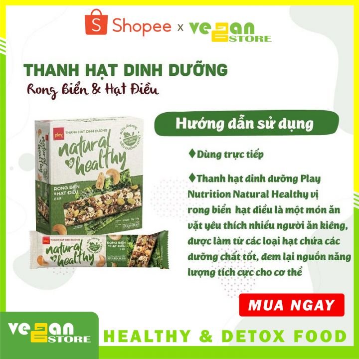 Thanh hạt dinh dưỡng vị rong biển & hạt điều hộp 6 thanh x 25gr giàu chất - ảnh sản phẩm 3