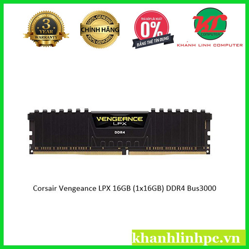 Bộ nhớ RAM Corsair Vengeance LPX 16GB (1x16GB) DDR4 3200mhz mới 100% chính hãng 95