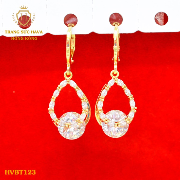 Bông Tai Nữ Dáng Dài Titan Xi Mạ Vàng Non 24k Cao Cấp - Trang Sức Hava Hong Kong - HVBT123