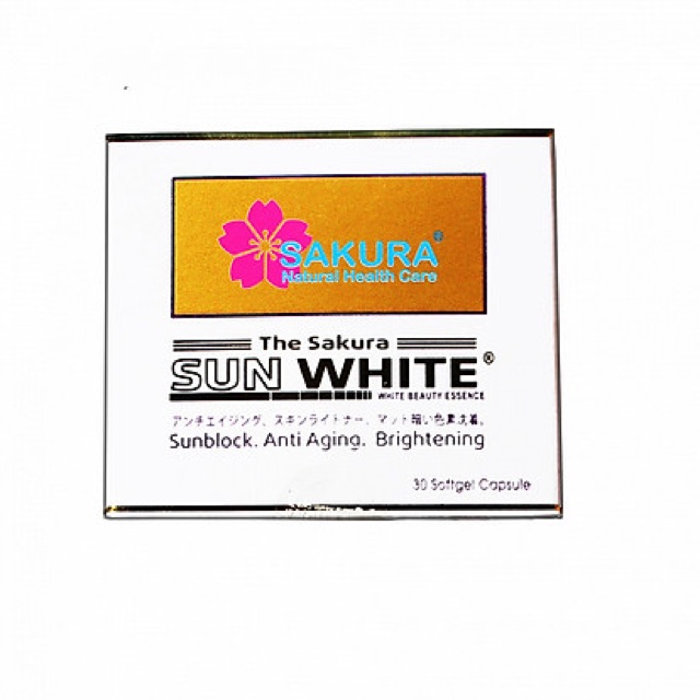 Serum chống nắng trắng sáng da Sakura Sun white - Giúp mờ thâm nám,tăng cường độ ẩm và chống lão hóa da Hộp 30 viên
