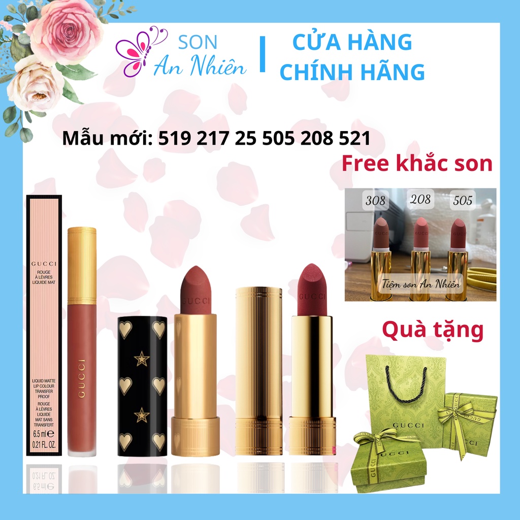 Son Kem Gucci Rouge Liquid Matte và bản Limited 519, 25, 217, Tiệm son An Nhiên