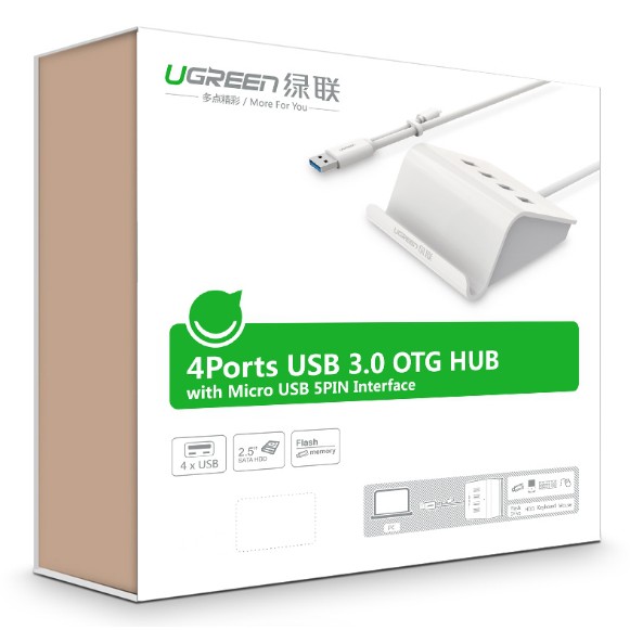 Bộ chia USB 3.0 4 cổng có hỗ trợ nguồn Ugreen 20279 - hàng chính hãng