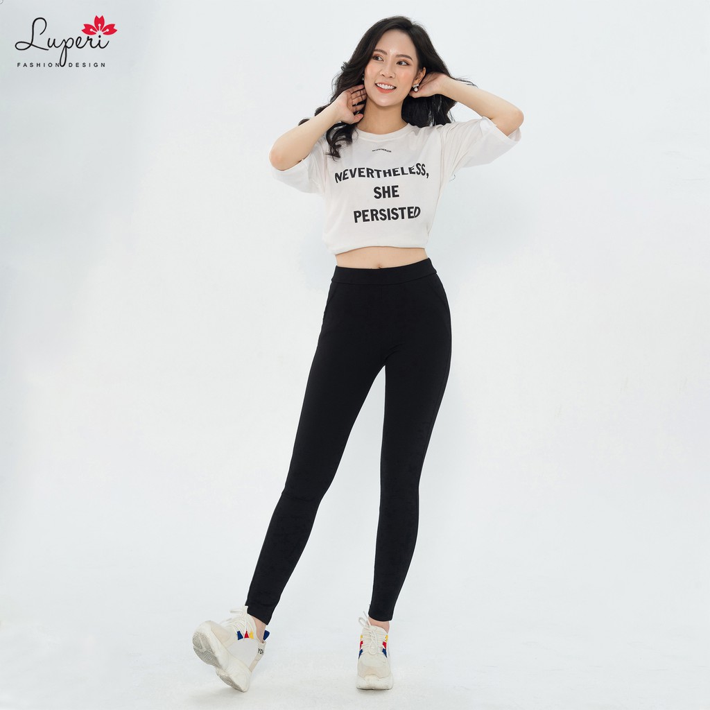 Quần Legging Cao Cấp Luperi SP59 Đen Co Giãn Tốt, Không Bai, Không Xù Nâng Mông Hiệu Quả