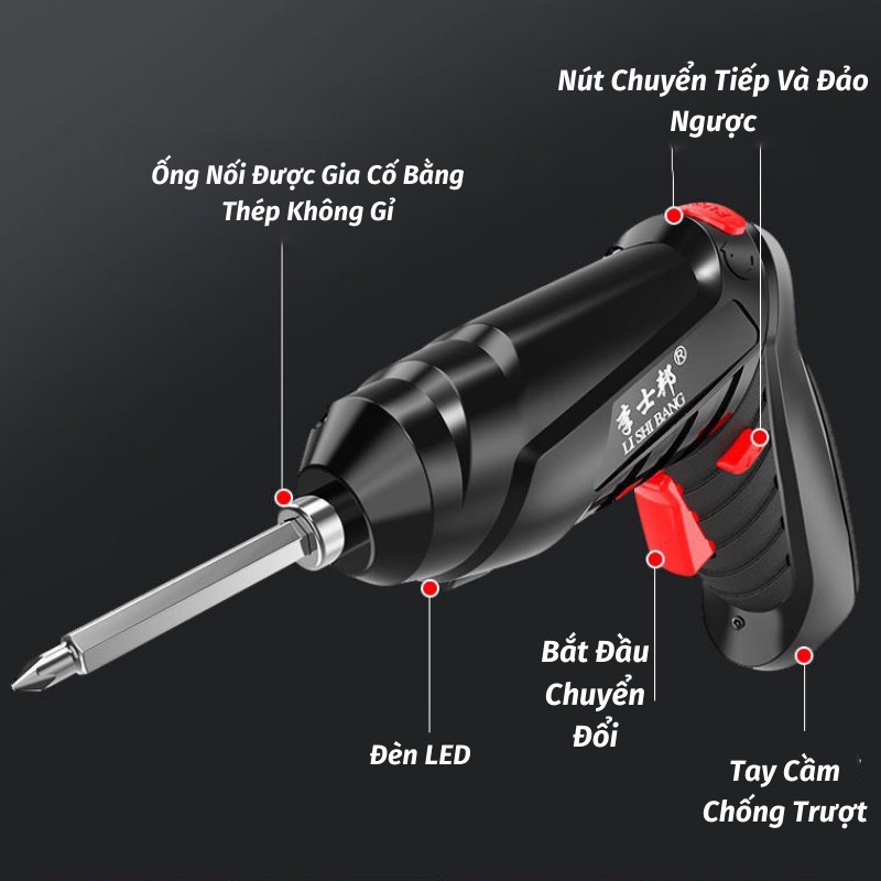 Máy Khoan Pin Máy Khoan Cầm Tay Bắt Vít Đa Năng Dùng Pin Đèn Rọi Ray ASAKI