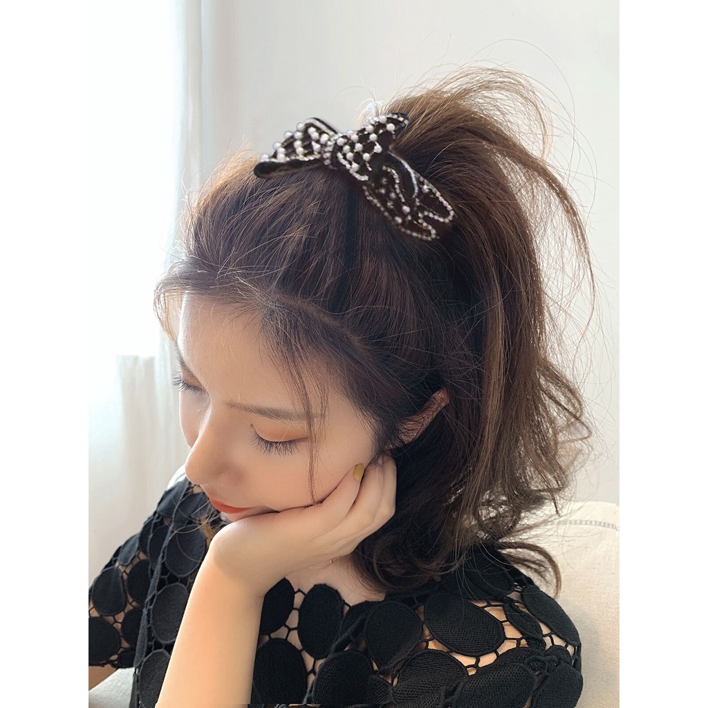Kẹp Tóc Hình Nơ Đính Ngọc Trai Xinh Xắn Cho Nữ