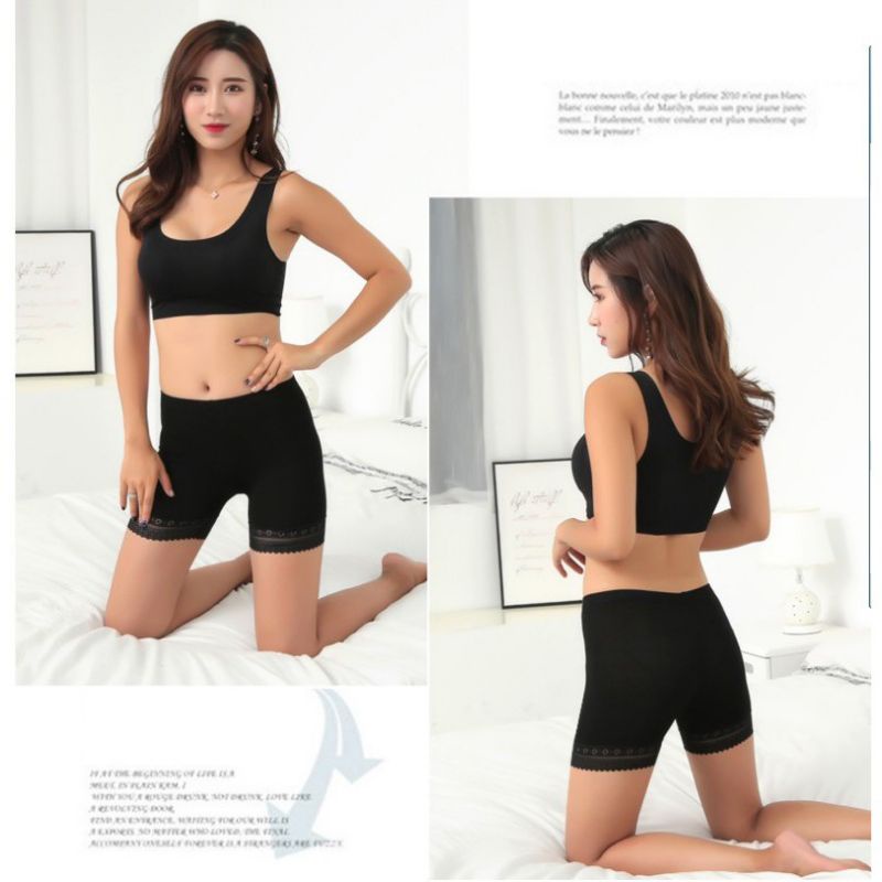 Quần mặc váy cotton phối ren from to