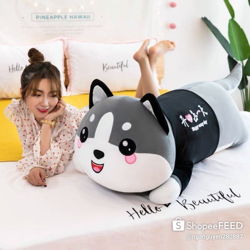 Chó Bông husky ❤Gấu Bông Mèo♥️vải cao cấp size đại 1m5