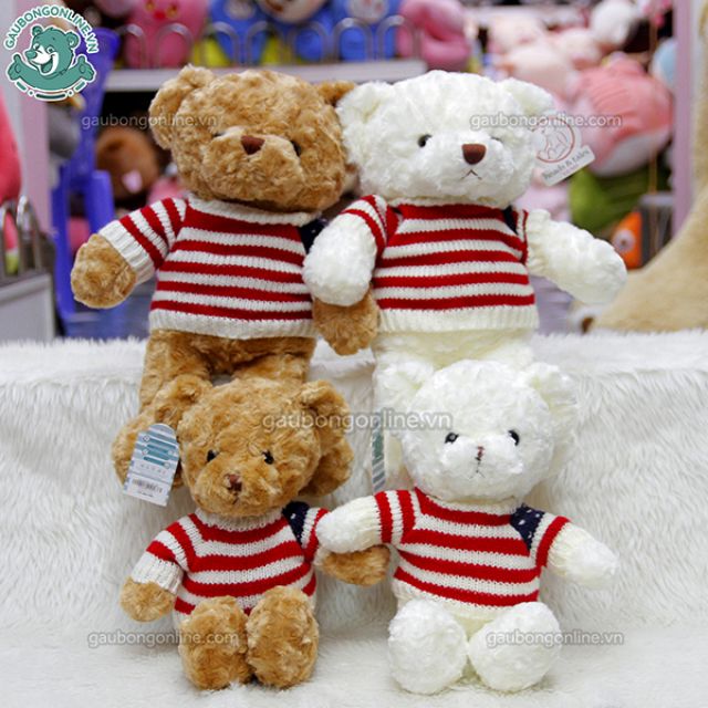 Teddy áo len cờ mỹ lông xoắn cao cấp kích thước 40cm