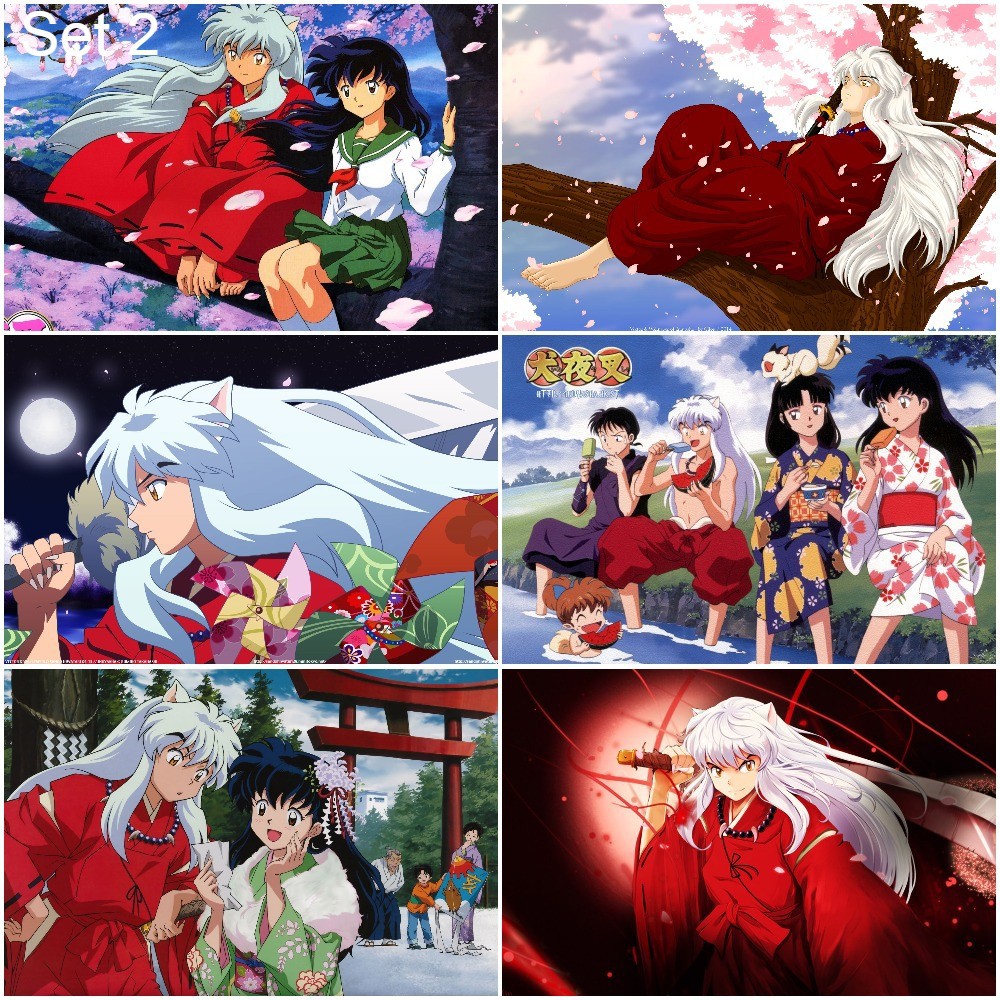 Bộ 6 Áp phích - Poster Anime  Inuyasha - Khuyển Dạ Xoa (bóc dán) - A3,A4,A5