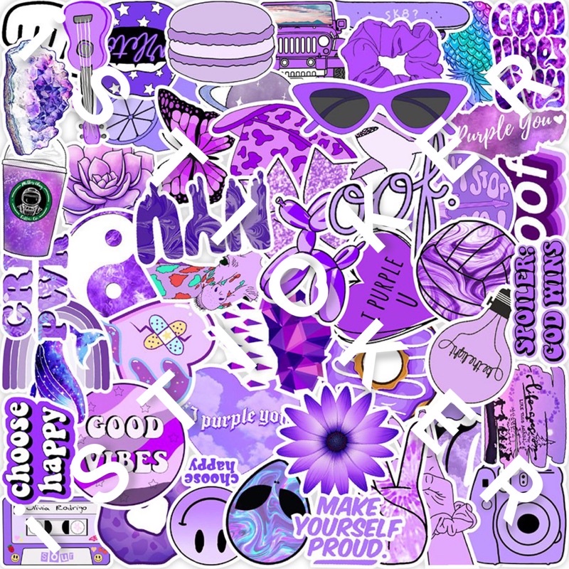 Sticker tím VSCO PURPLE chất liệu pvc nhám cao cấp chống thấm dán xe, vali, laptop, mũ BH, điện thoại...