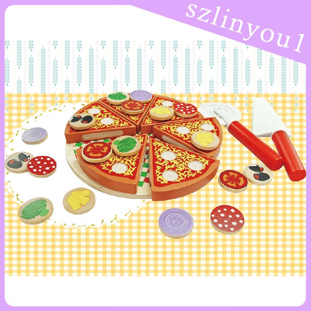 Pizza Đồ Chơi Bằng Gỗ Dính Cho Bé