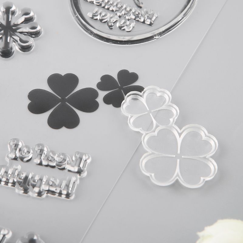 Con Dấu Silicone Trong Suốt In Nổi Hình Lá Trang Trí Sổ Tay DIY