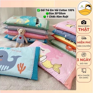 Gối Cho Bé 2 Tuổi Đến 10 Tuổi Gối Trẻ Em Cotton 100% Nhập khẩu Cao Cấp (30*50cm)