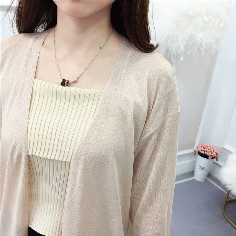 SUXI FREESHIP ĐƠN 99K_ Áo khoác Cardigan dệt kim tay lỡ chống tia UV thiết kế thanh lịch