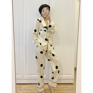 𝗛𝗮̀𝗻𝗴 𝗰𝗵𝗶́𝗻𝗵 𝗵𝗮̃𝗻𝗴 Set pyjama lụa cổ sen chấm tròn Mama Pretty - O.N WORKSHOP