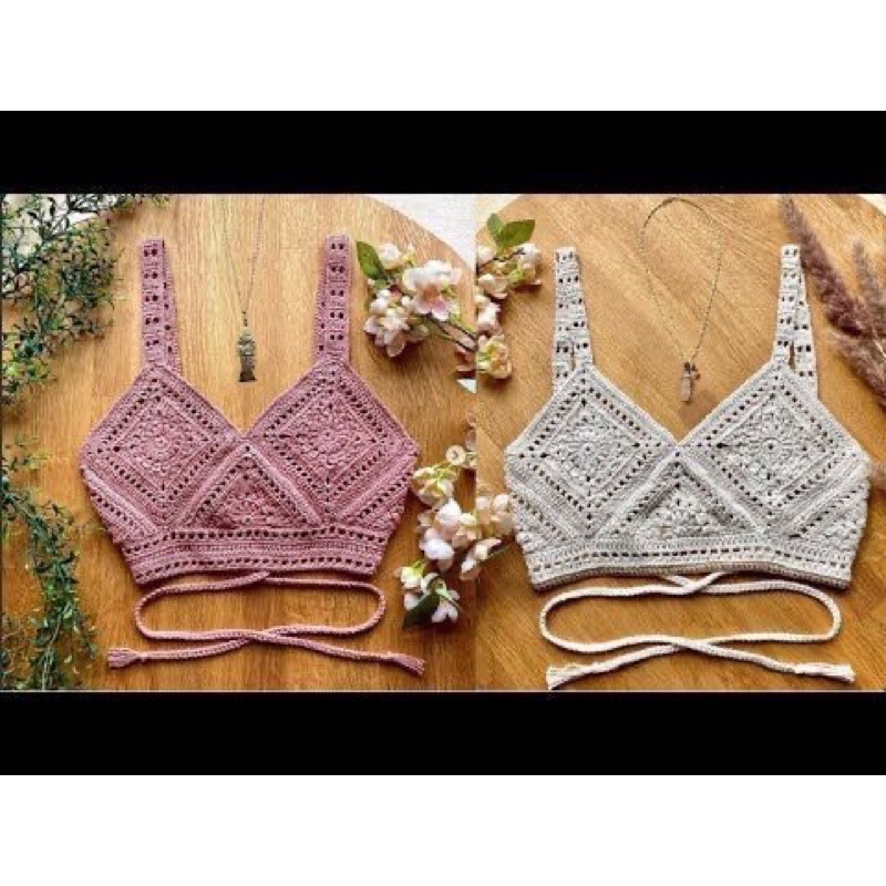bikini len móc. croptop len móc.