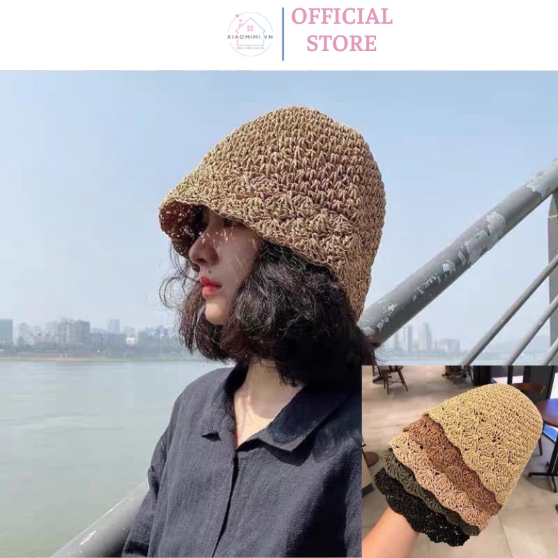 Mũ nón nữ chất liệu cói đan hoa Summer thời trang Xiaomimi 44810007414