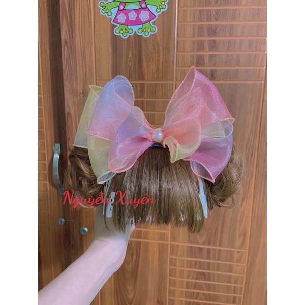 Turban tóc giả xoăn 2 bên cho bé