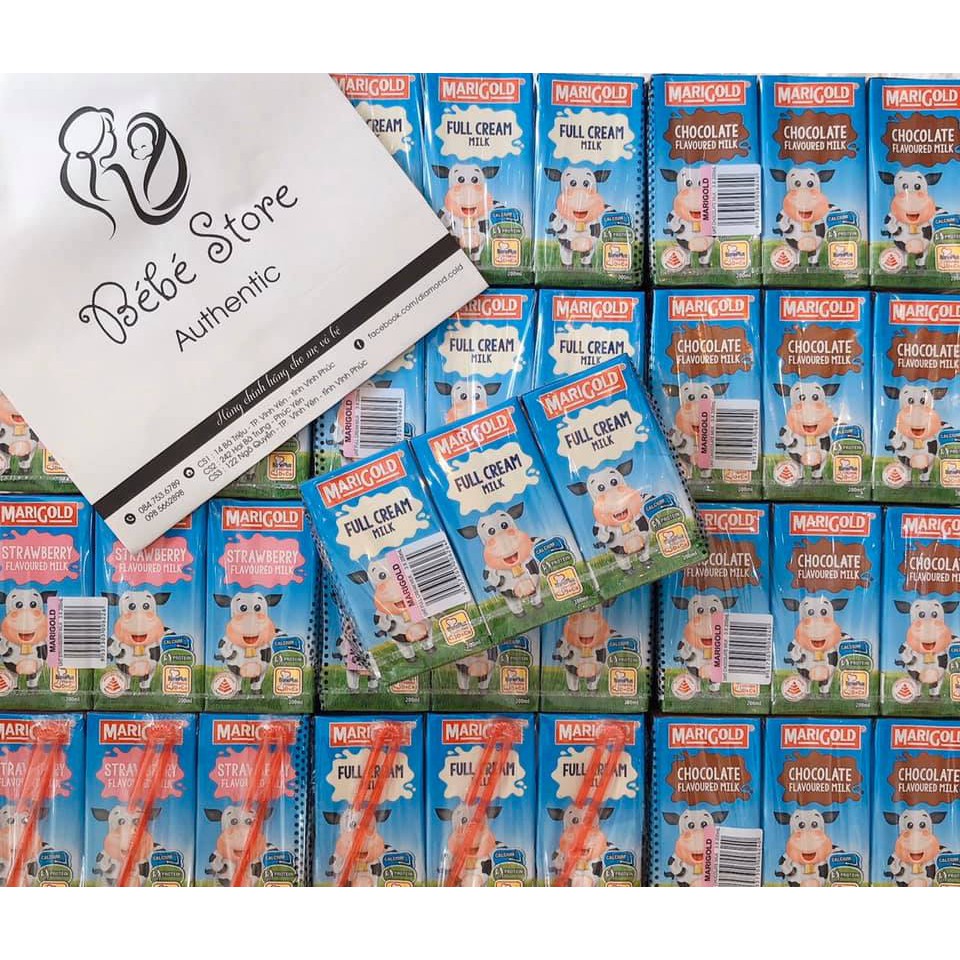 Sữa tươi Marigold nhập khẩu từ Singapore hộp 200ml, thùng 24 hộp(date 2021)