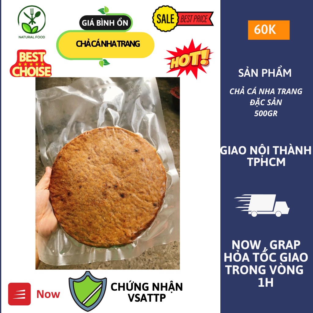 Chả Cá Nha Trang Đặc Sản Loại 1 500gr [Freeship đơn hàng 300k Hỏa Tốc TPHCM 1h]