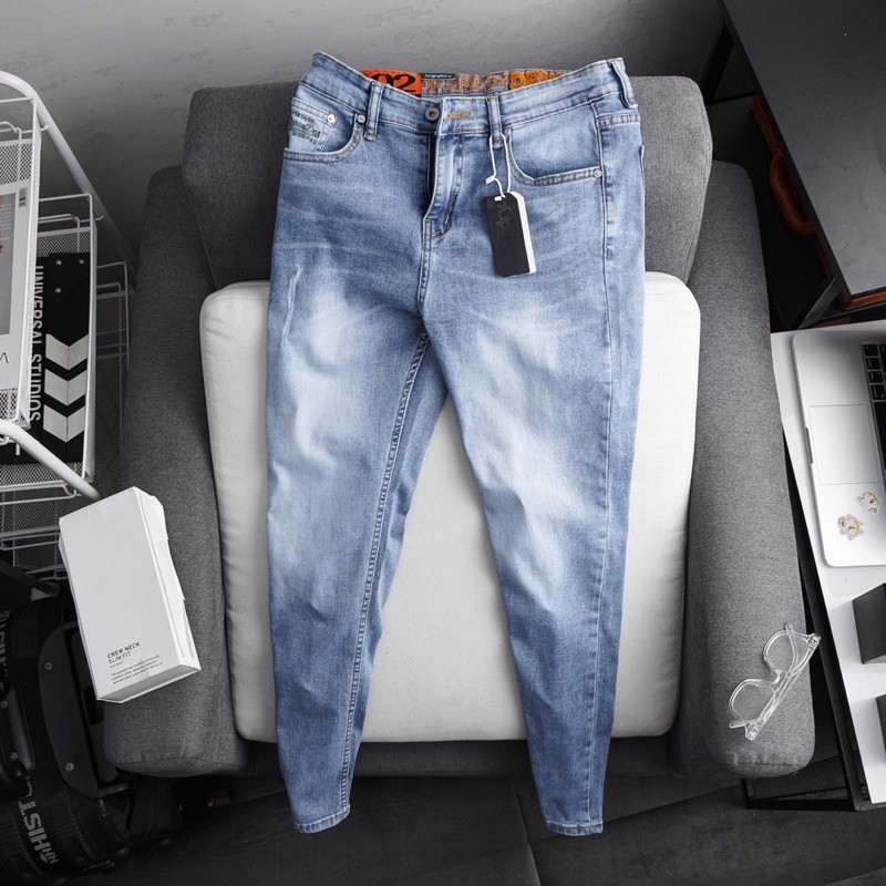 Quần jean nam màu xanh ống ôm vừa VNXK slimfit 3 màu