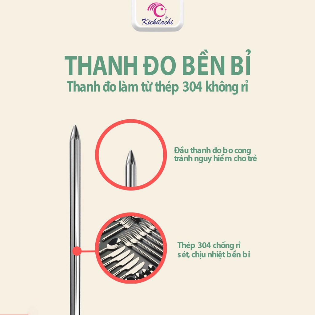 Nhiệt kế đo nhiệt độ sữa, cháo, nước, chất lỏng Kichilachi an toàn cho bé và gia đình