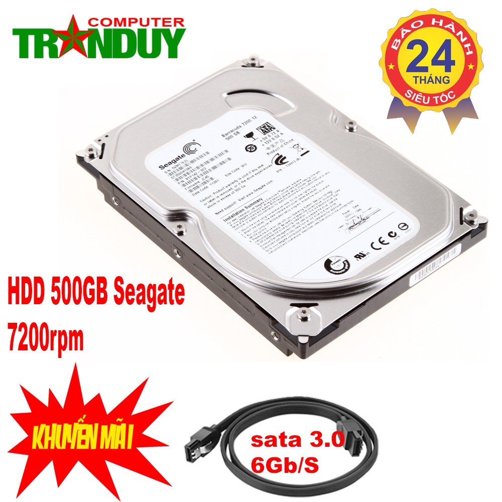 Ổ Cứng máy bàn 500GB Seagate, 7200rpm.sata 3 16MB Cache. Hàng Tháo máy bộ BH 24 tháng