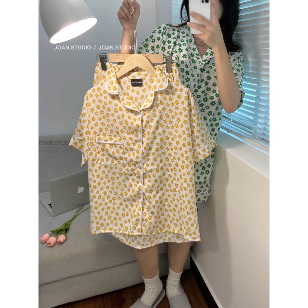 INDIE PYJAMAS - Đồ ngủ nữ mặc ở nhà form rộng Hàn Quốc họa tiết hoa nhí