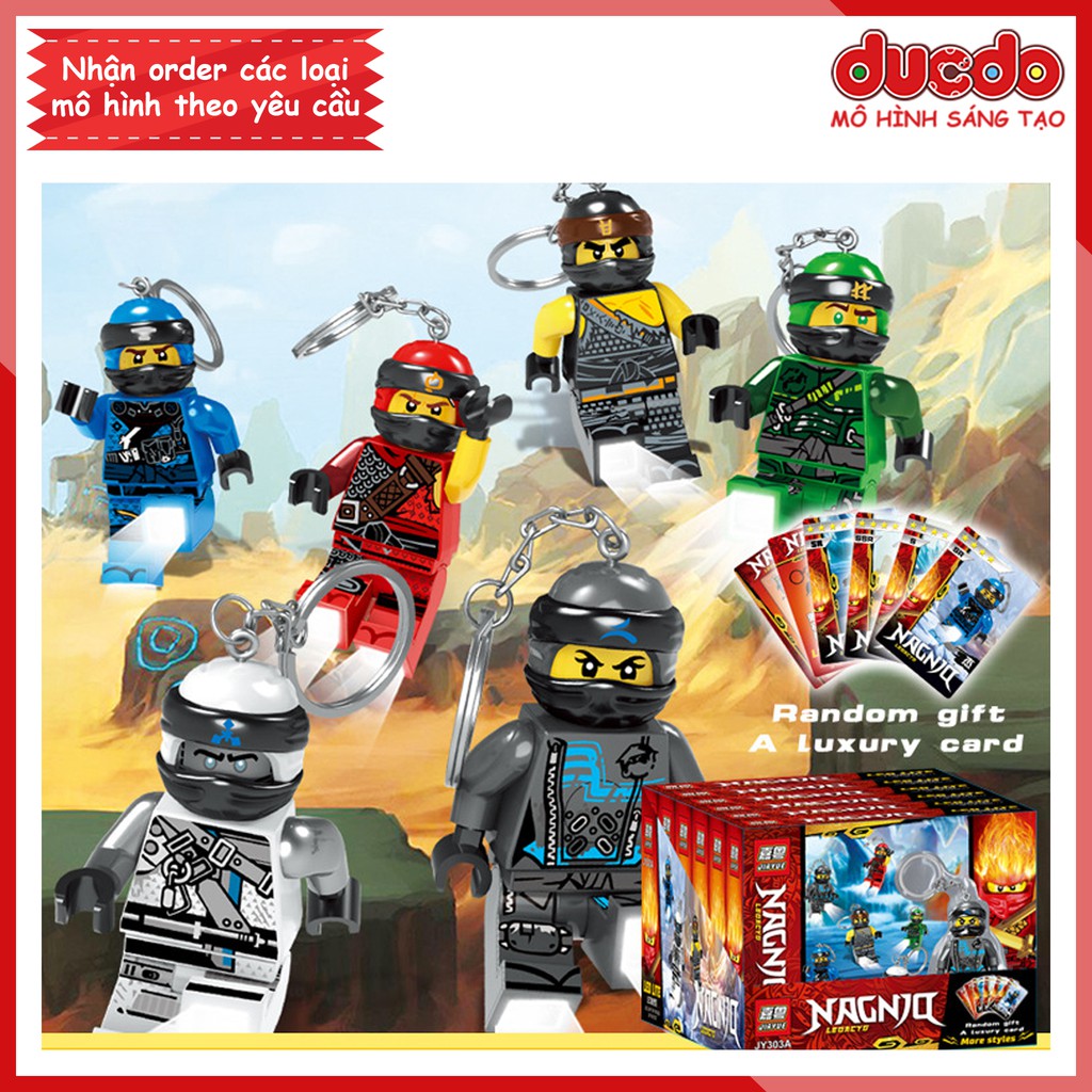 Móc khóa các nhân vật Ninjago kèm đèn LED siêu to, cao 7,5cm - Đồ chơi Lắp ghép Xếp hình Mô hình Mini Ninja