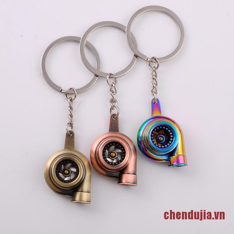 DUJIA Mini Turbo Turbocharger Keychain Spinning Turbine Key Chain Ring Keyring