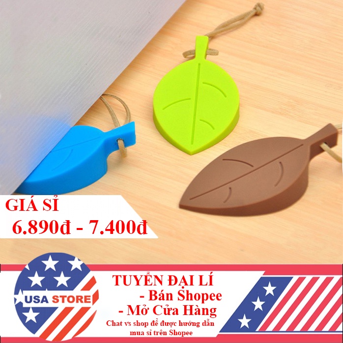 Combo Chặn Cửa Cao Su HÌNH CHIẾC LÁ Thông Minh - Silicon Chống Va Đập Cửa Kẹp Tay Bé, Gió Lùa Sập Cửa