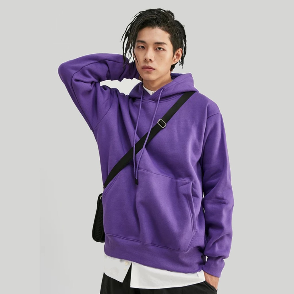 Áo Hoodie Tím Form Rộng Nam Nữ